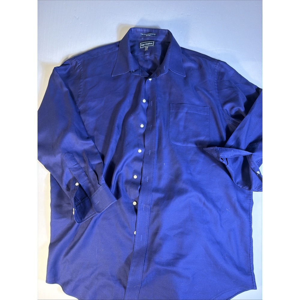 Paul Fredrick 18 35 Blue Dress Shirt Mens Classic Fit 140s Egyptian Cotton